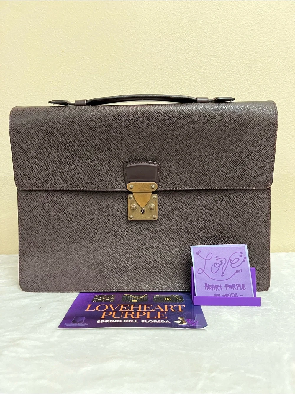 AUTH LOUIS VUITTON SERVIETTE KOURAD TAIGA BRIEFCASE